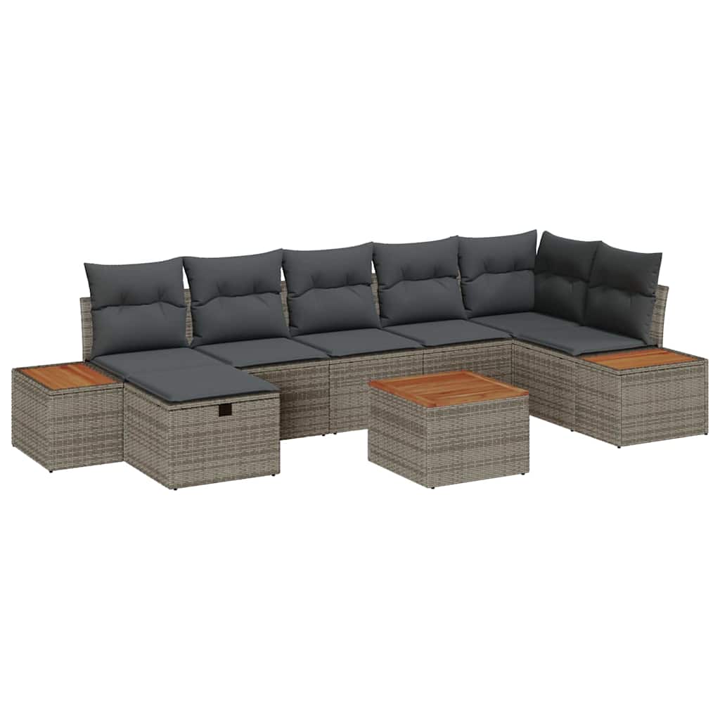 Tuin Sofa Set met kussen 8 pcs Grijs Poly riet