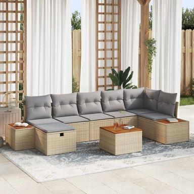 Tuin Sofa Set met kussen 8 pcs Beige Poly riet