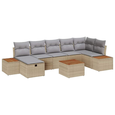Tuin Sofa Set met kussen 8 pcs Beige Poly riet