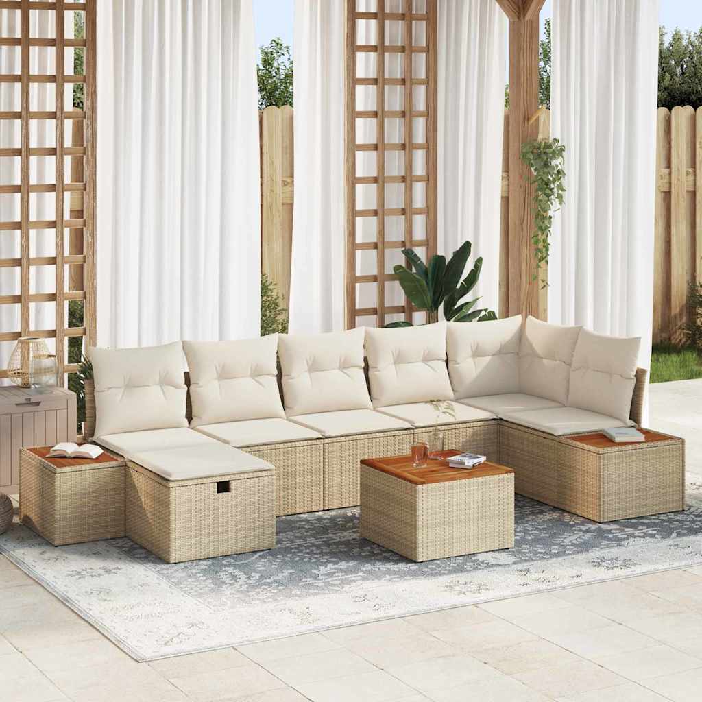 Tuin Sofa Set 8 st Beige poly rattan