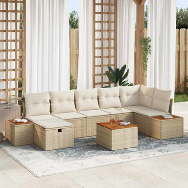 Tuin Sofa Set 8 st Beige poly rattan