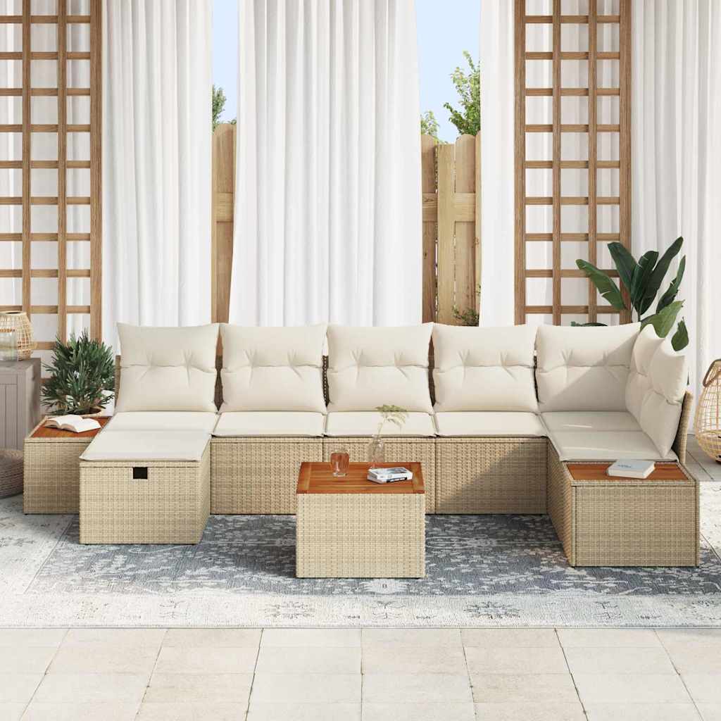 Tuin Sofa Set 8 st Beige poly rattan