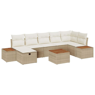 Tuin Sofa Set 8 st Beige poly rattan