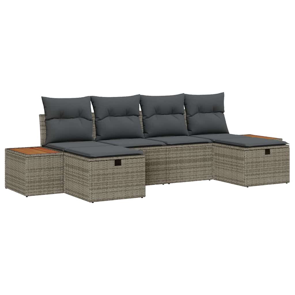 Tuin Sofa Set met kussen met opslag 6 pcs Grijs poly rattan