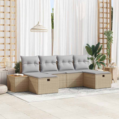 Tuin Sofa Set met kussen met opslag 6 pcs Beige poly rattan