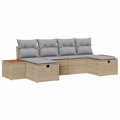 Tuin Sofa Set met kussen met opslag 6 pcs Beige poly rattan