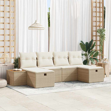 Tuin Sofa Set met kussen 6 pcs Beige Poly riet