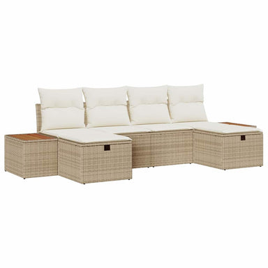 Tuin Sofa Set met kussen 6 pcs Beige Poly riet