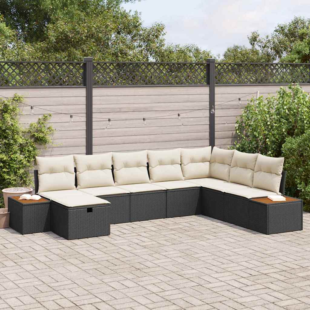 Tuin Sofa Set met kussen met opslag Zwart poly rattan