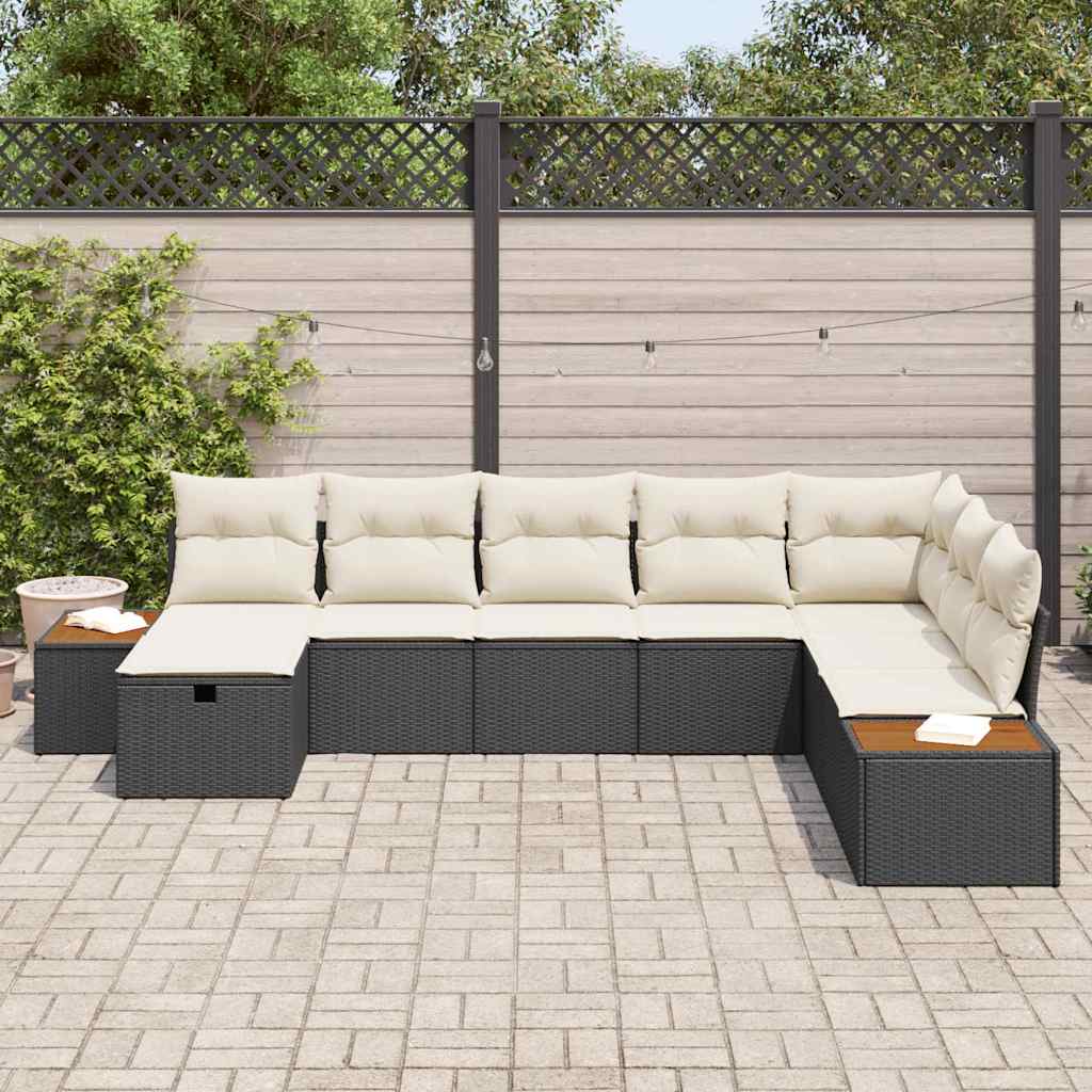 Tuin Sofa Set met kussen met opslag Zwart poly rattan
