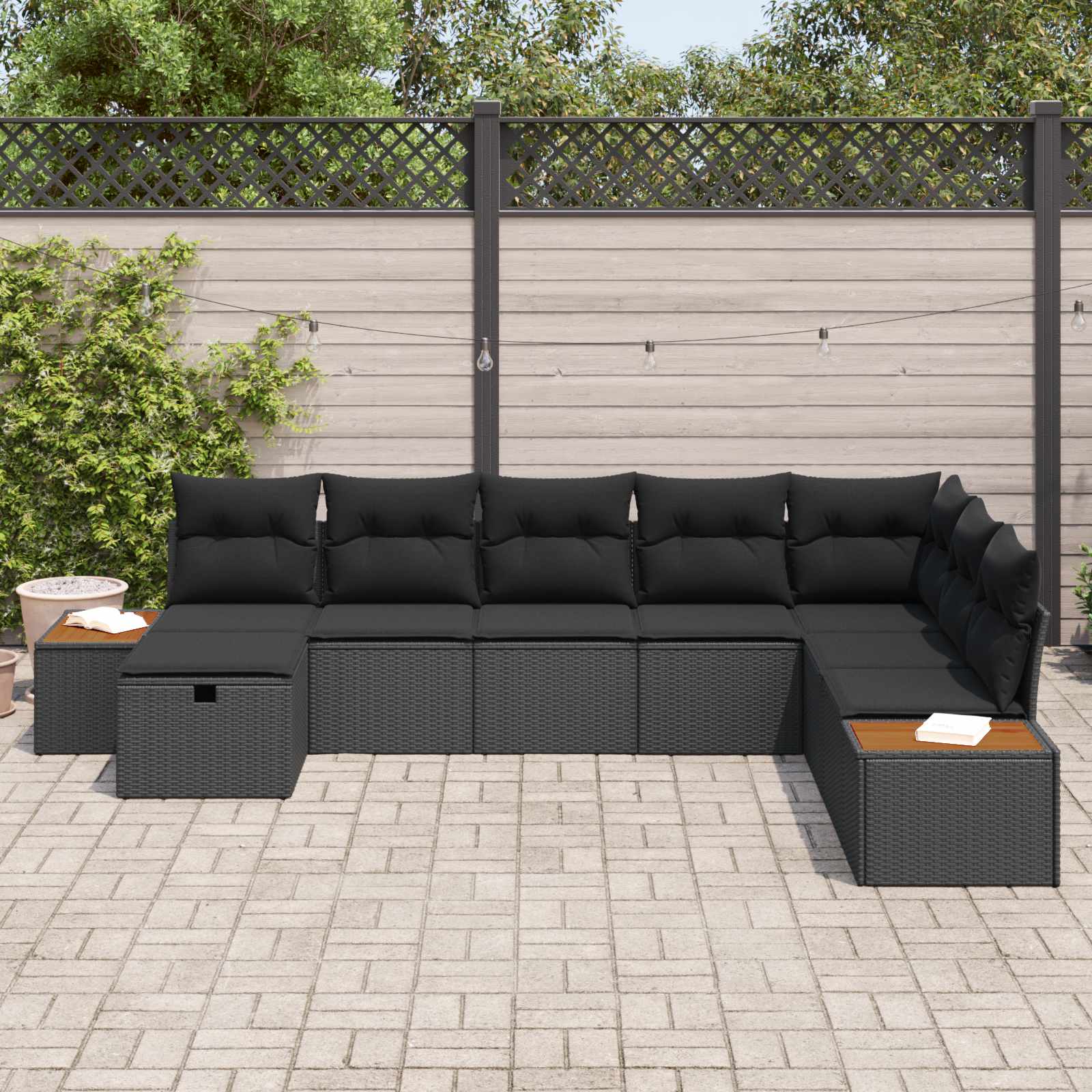 Tuin Sofa Set met kussen met opslag Zwart poly rattan