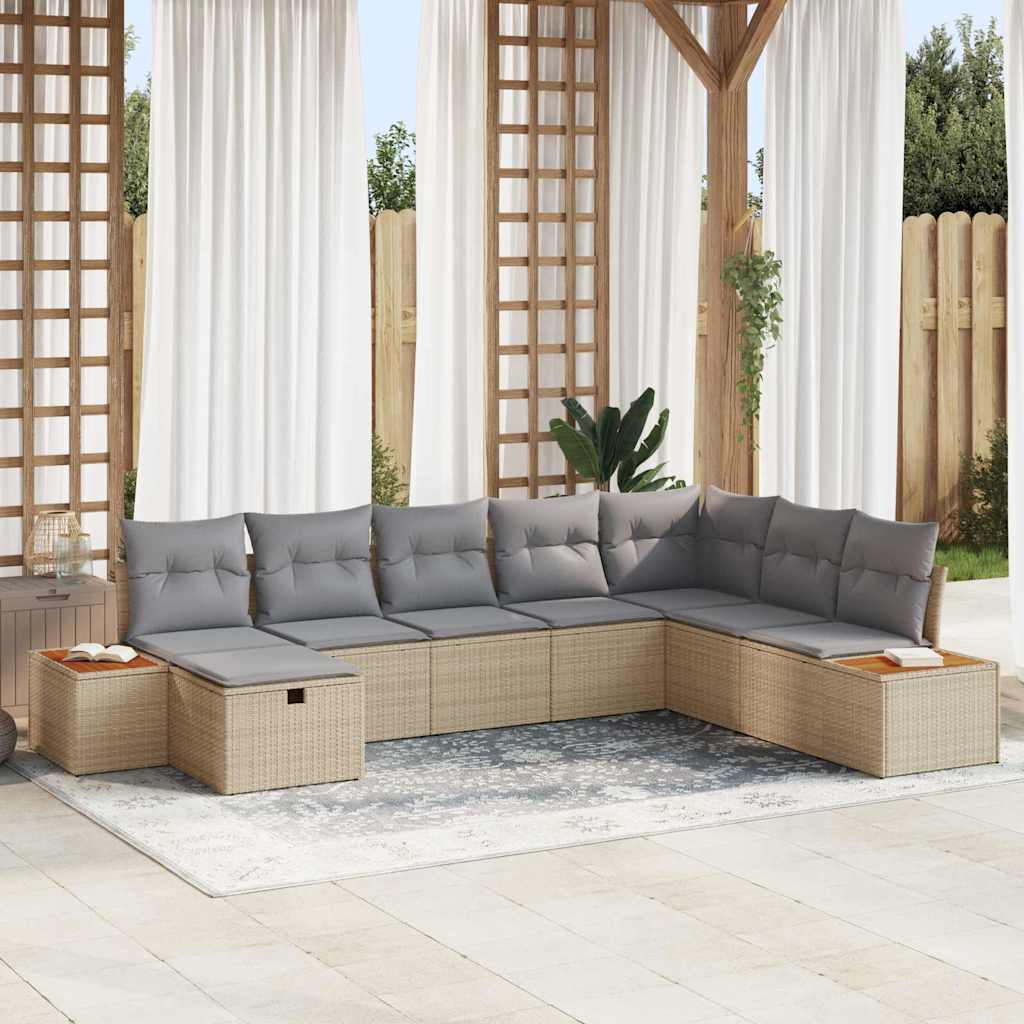 Tuin Sofa Set met kussen met opslag Beige poly rattan