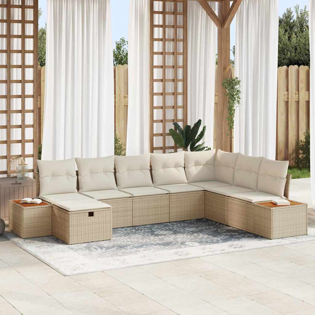 Tuin Sofa Set met kussen met opslag Beige poly rattan