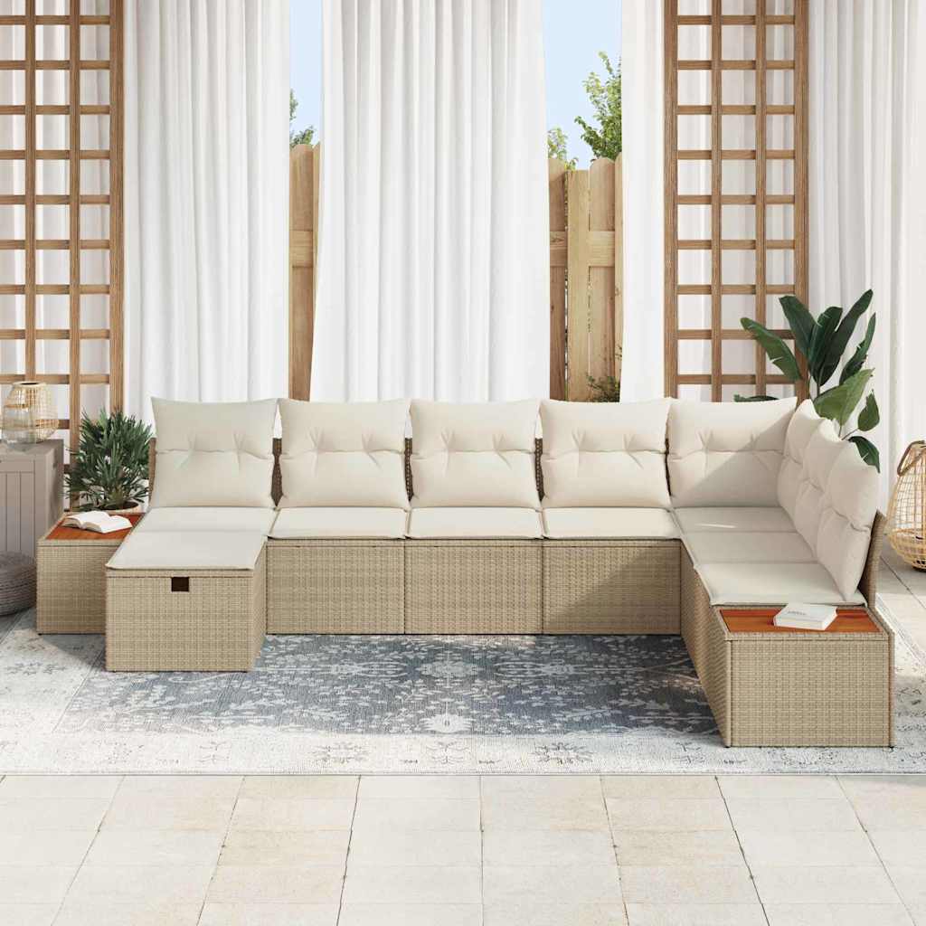Tuin Sofa Set met kussen met opslag Beige poly rattan
