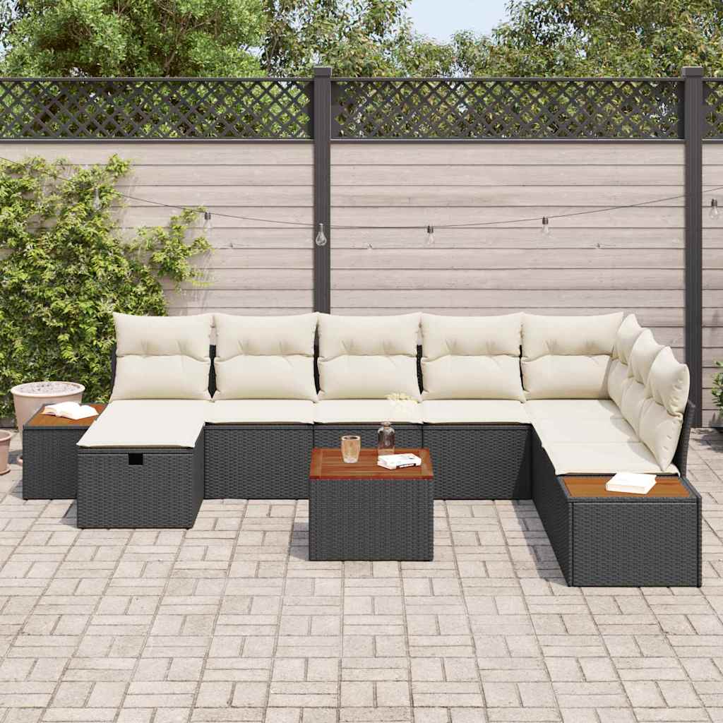 Tuin Sofa Set 9 st Zwart poly rattan