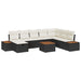 Tuin Sofa Set 9 st Zwart poly rattan