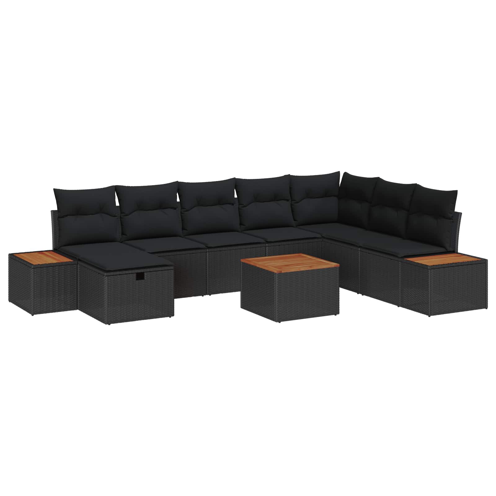 Tuin Sofa Set 9 st Zwart poly rattan