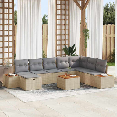 Tuin Sofa Set met kussen 9 pcs Beige Poly riet