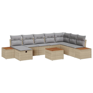 Tuin Sofa Set met kussen 9 pcs Beige Poly riet