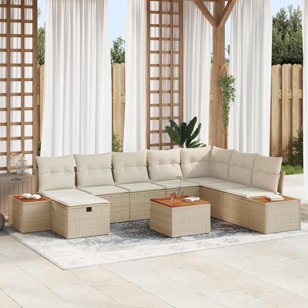 Tuin Sofa Set 9 st Beige poly rattan