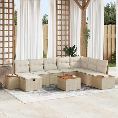 Tuin Sofa Set 9 st Beige poly rattan