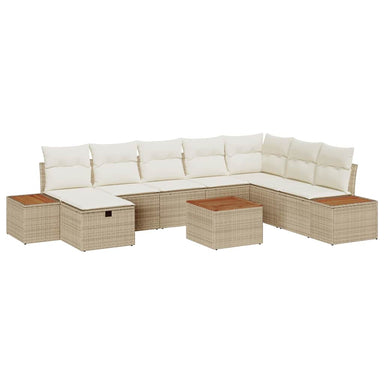 Tuin Sofa Set 9 st Beige poly rattan