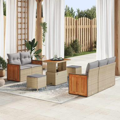 Tuinbankenset 8 st 8-Aantal zitplaatsen Beige en Licht Grijs
