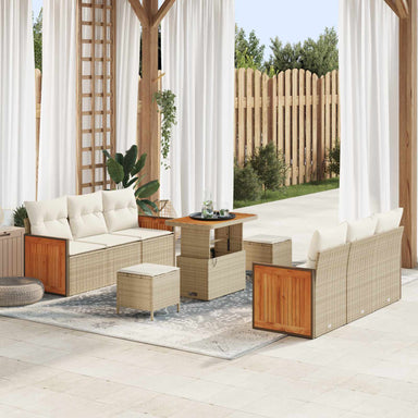 Tuinbankenset 9 st 8-Aantal zitplaatsen Beige en Crème