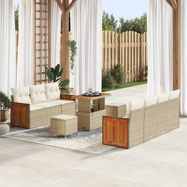 Tuinbankenset 10 st 9-Aantal zitplaatsen Beige en Crème