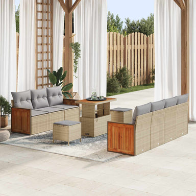 Tuinbankenset 10 st 9-Aantal zitplaatsen Beige en Licht Grijs