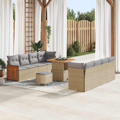 Tuinbankenset 11 st 11-Aantal zitplaatsen Beige en Licht Grijs