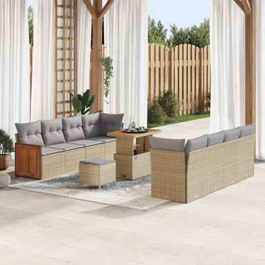 Tuinbankenset 11 st 11-Aantal zitplaatsen Beige en Licht Grijs