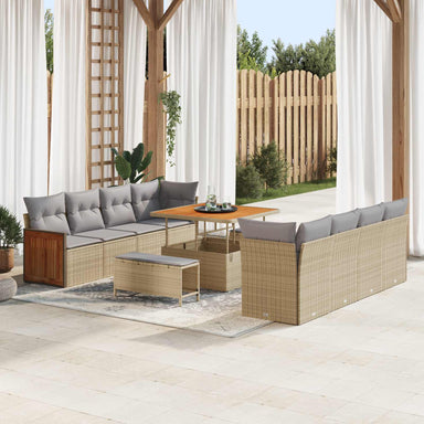 Tuinbankenset 11 st 11-Aantal zitplaatsen Beige en Licht Grijs