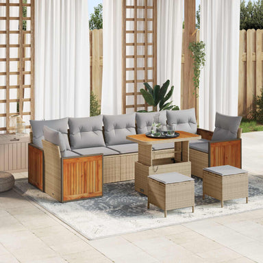 Tuinbankenset 10 st 10-Aantal zitplaatsen Beige en Licht Grijs