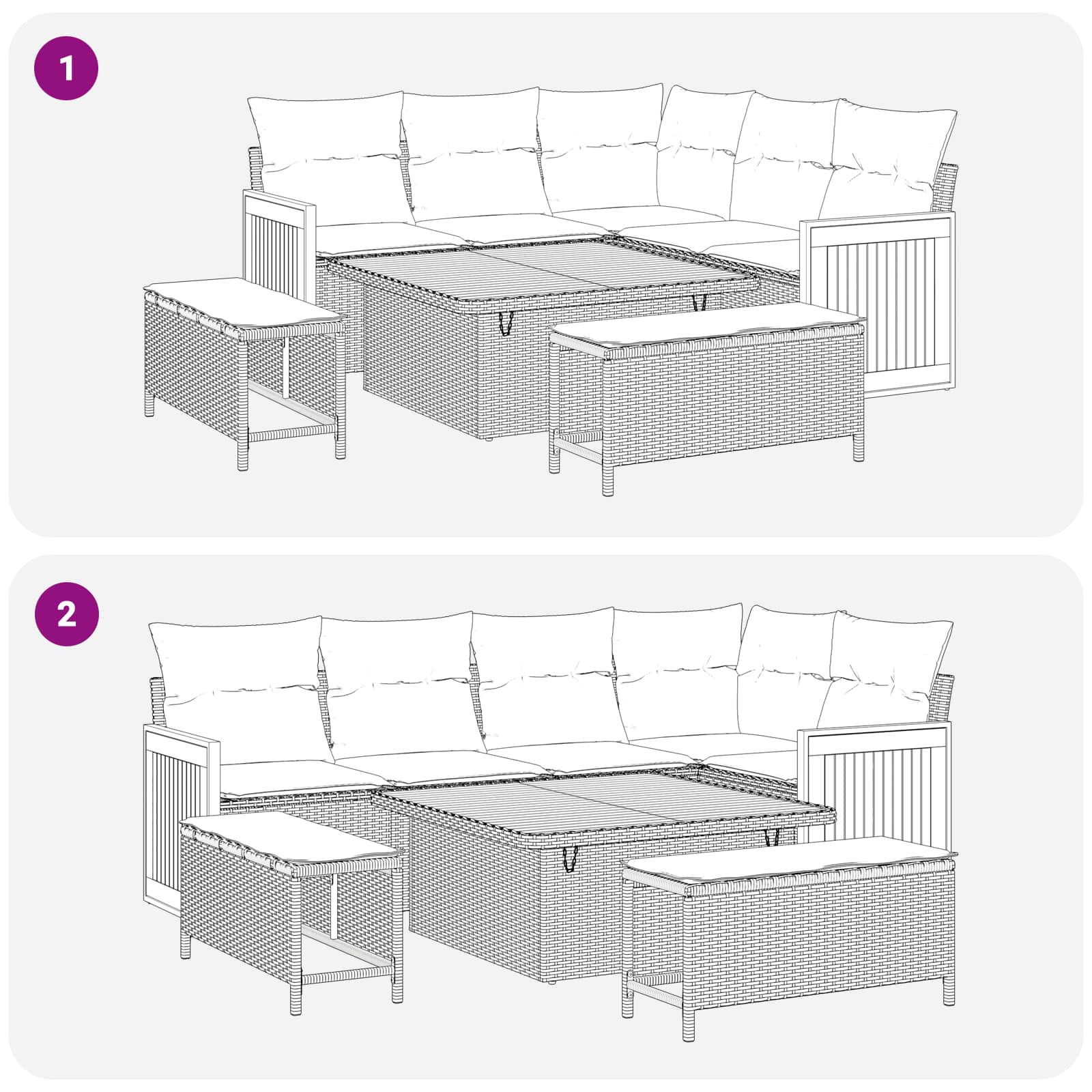 Tuinbankenset 8 st 8-Aantal zitplaatsen Zwart en Crème