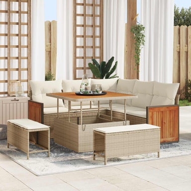 Tuinbankenset 8 st 8-Aantal zitplaatsen Beige en Crème