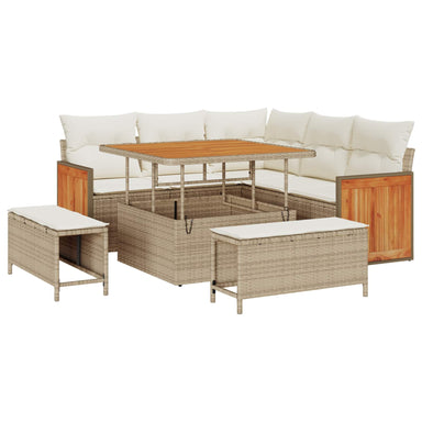 Tuinbankenset 8 st 8-Aantal zitplaatsen Beige en Crème