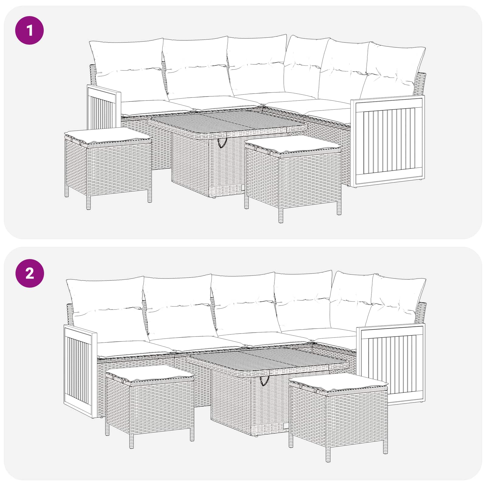 Tuinbankenset 8 st 8-Aantal zitplaatsen Zwart en Crème