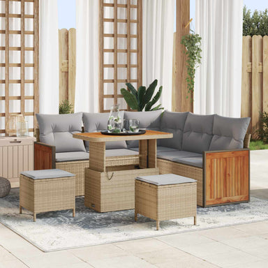 Tuinbankenset 8 st 8-Aantal zitplaatsen Beige en Licht Grijs
