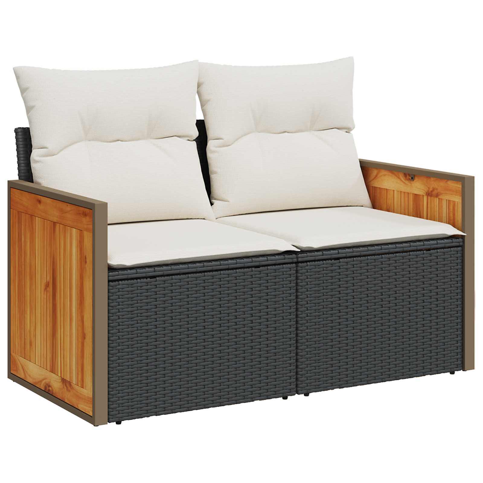 Tuinbankenset met kussen 9 pcs Zwart en Crème