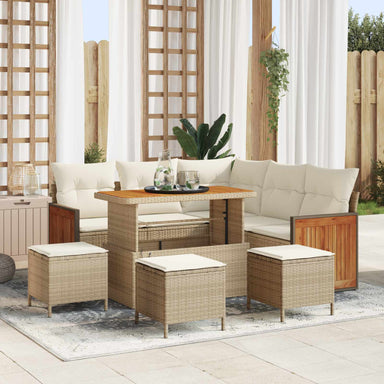Tuinbankenset 9 st 9-Aantal zitplaatsen Beige en Crème