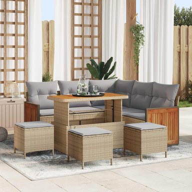 Tuinbankenset 9 st 9-Aantal zitplaatsen Beige en Licht Grijs