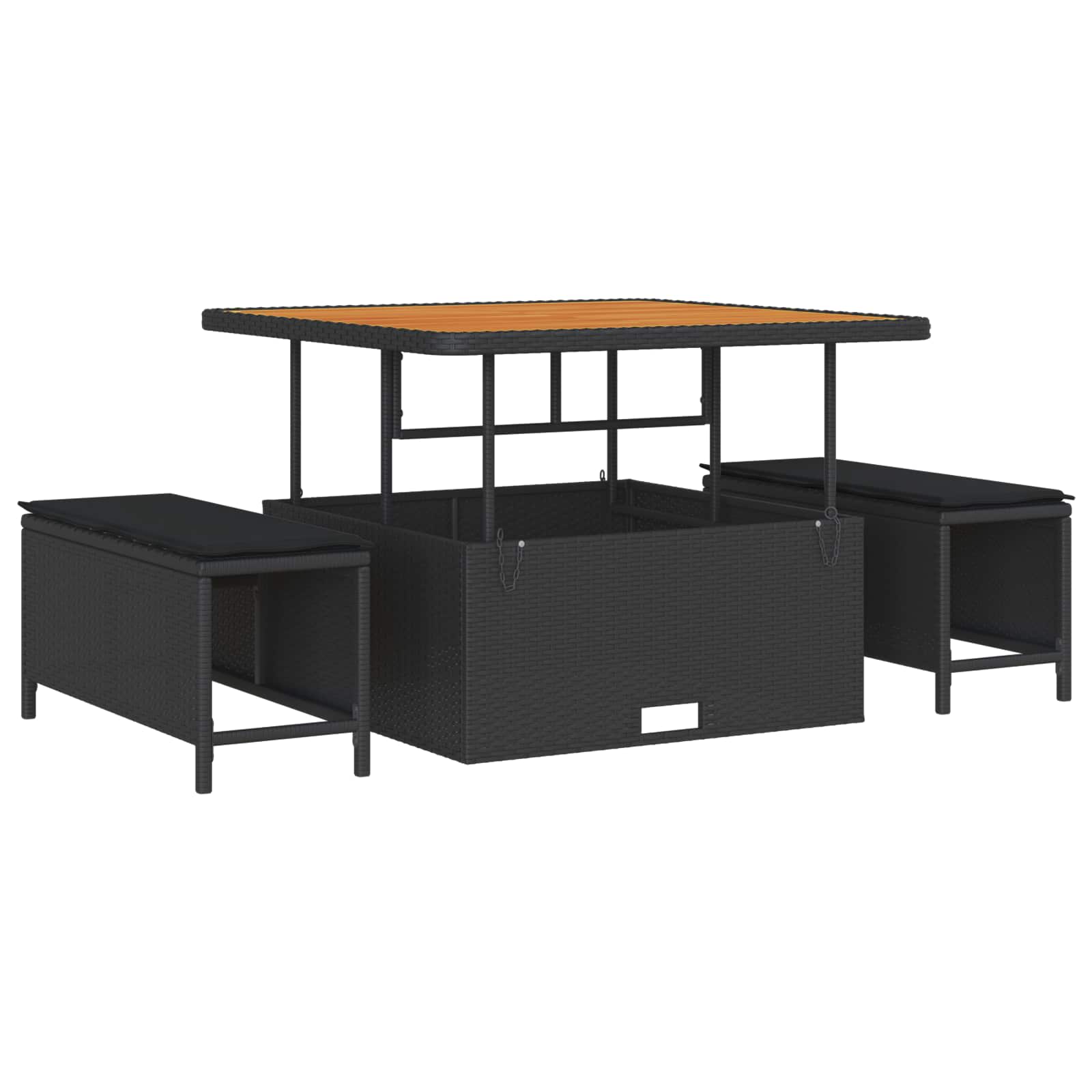 Tuinbankenset 9 st 9-Aantal zitplaatsen Zwart