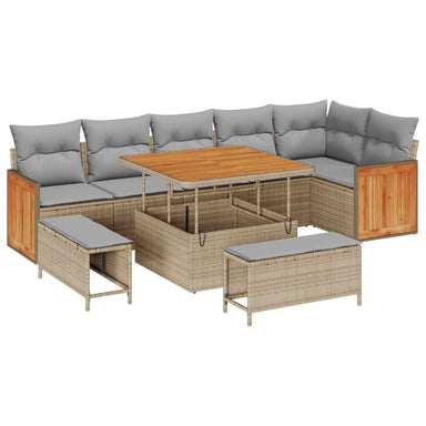 Tuinbankenset 9 st 9-Aantal zitplaatsen Beige en Licht Grijs