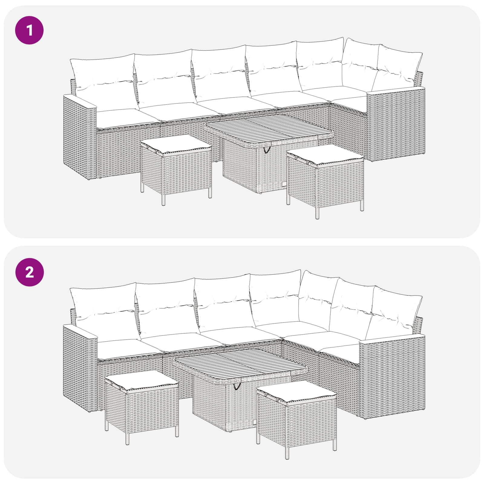 Tuinbankenset 9 st 9-Aantal zitplaatsen Zwart en Crème