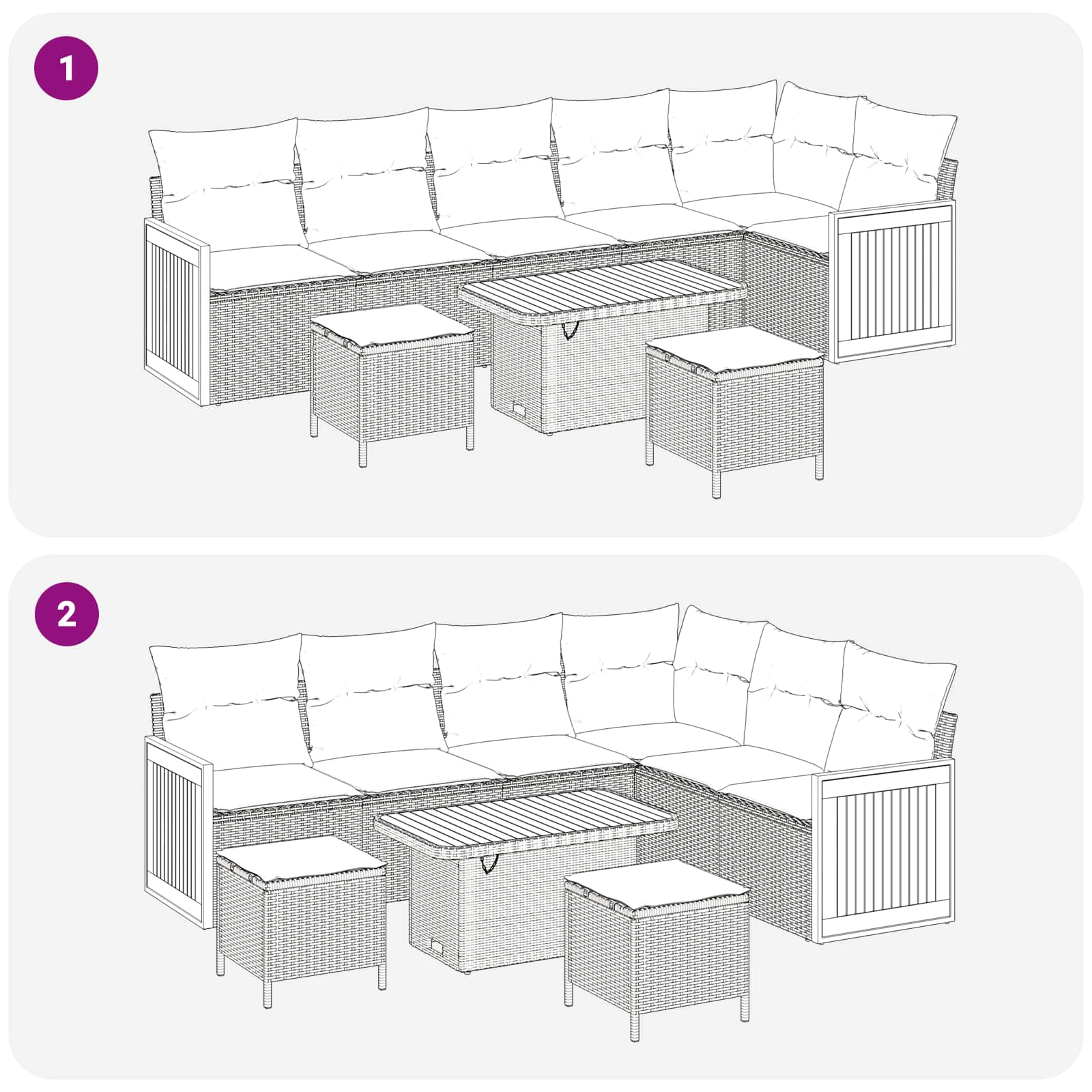 Tuinbankenset 9 st 9-Aantal zitplaatsen Zwart