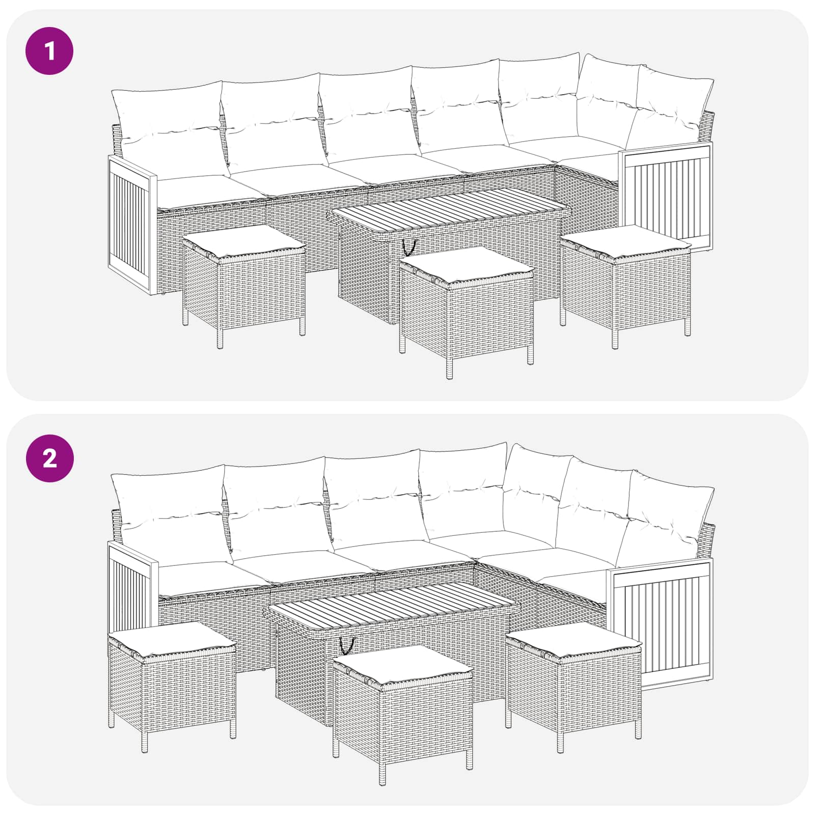 Tuinbankenset 10 st 10-Aantal zitplaatsen Zwart en Crème