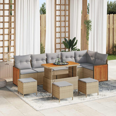 Tuinbankenset 10 st 10-Aantal zitplaatsen Beige en Licht Grijs