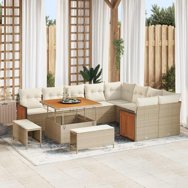 Tuinbankenset 12 st 12-Aantal zitplaatsen Beige en Crème