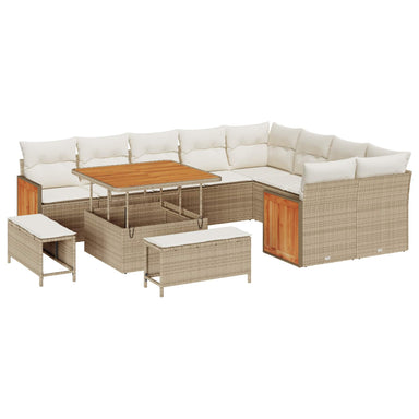 Tuinbankenset 12 st 12-Aantal zitplaatsen Beige en Crème